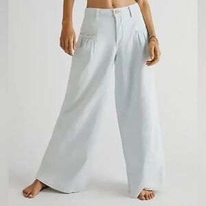 Free People Charlie Wide Leg Pleated Jeans